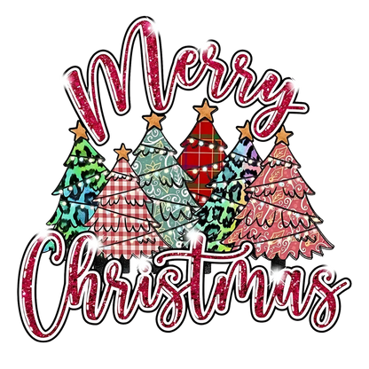 Whimsical Christmas tree DTF transfer design XMAS1470-13. Physical transfer only.