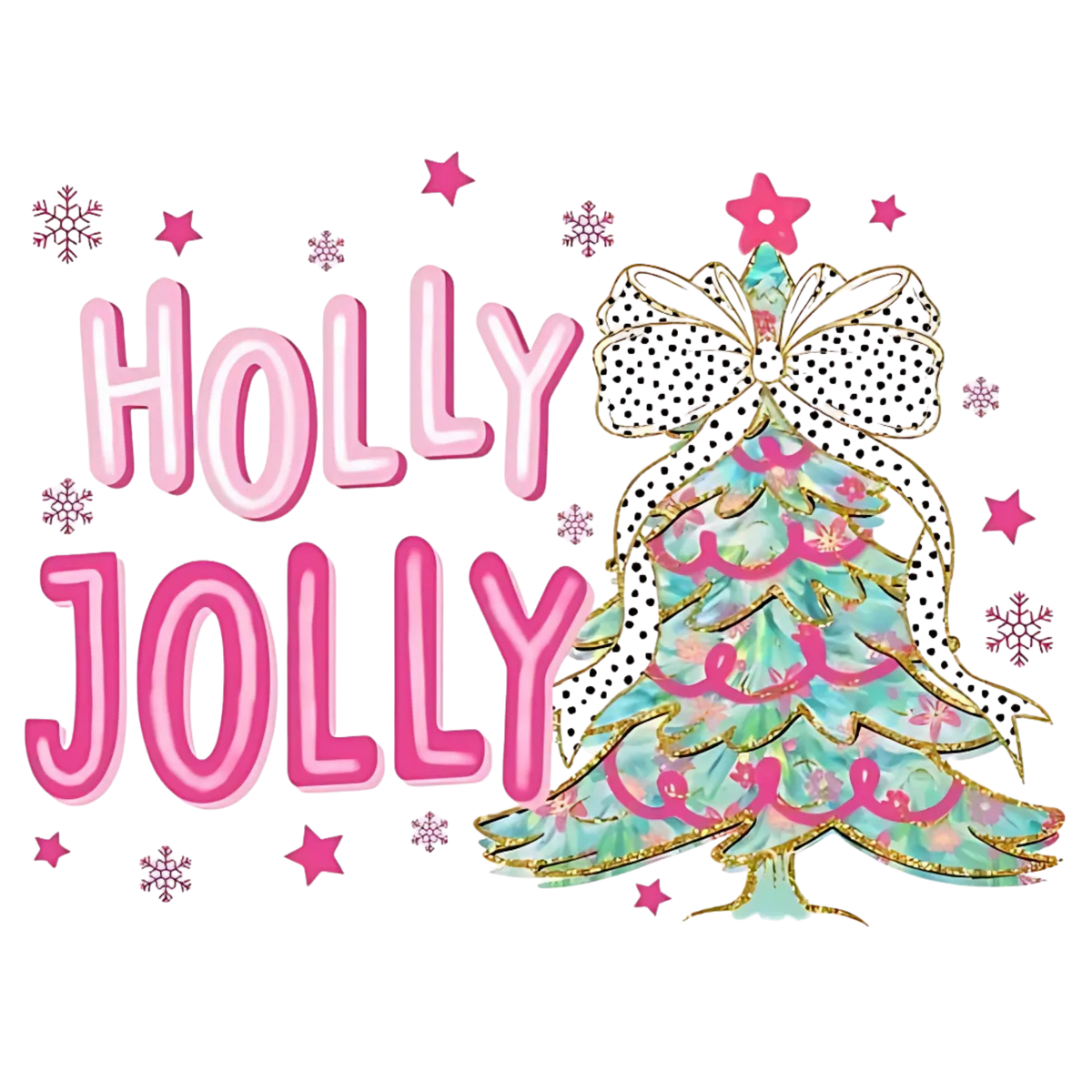 Whimsical Christmas tree DTF transfer design XMAS1470-14. Physical transfer only.