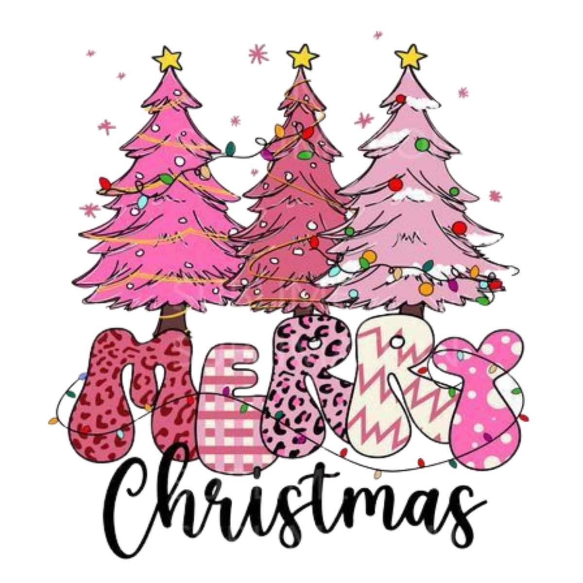Whimsical Christmas tree DTF transfer design XMAS1470-15. Physical transfer only.