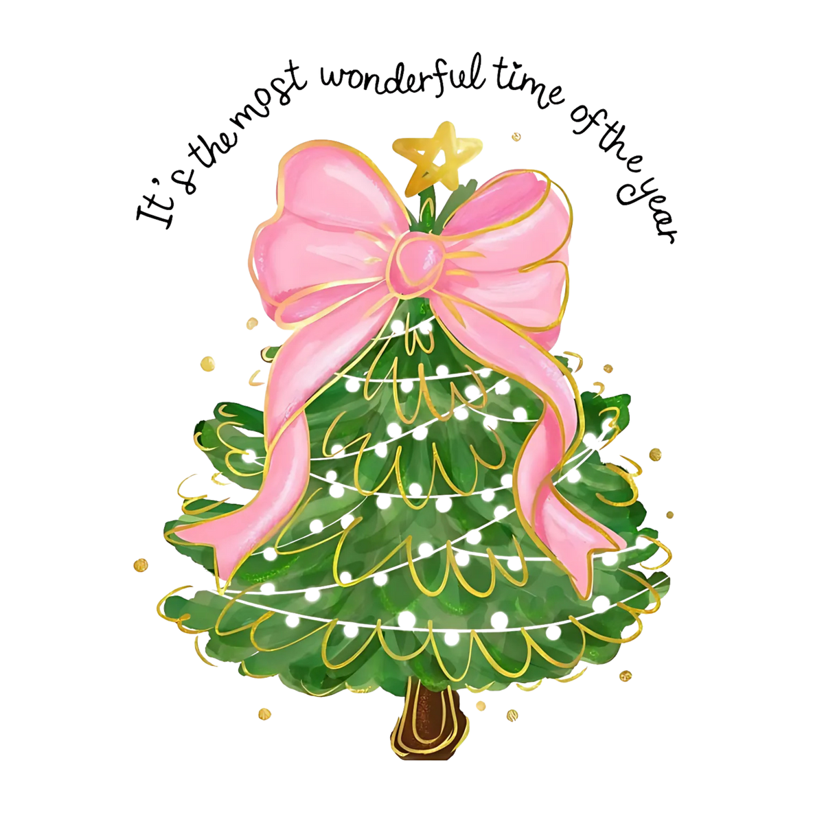 Whimsical Christmas tree DTF transfer design XMAS1470-17. Physical transfer only.