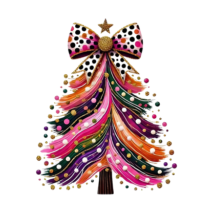 Whimsical Christmas tree DTF transfer design XMAS1470-2. Physical transfer only.