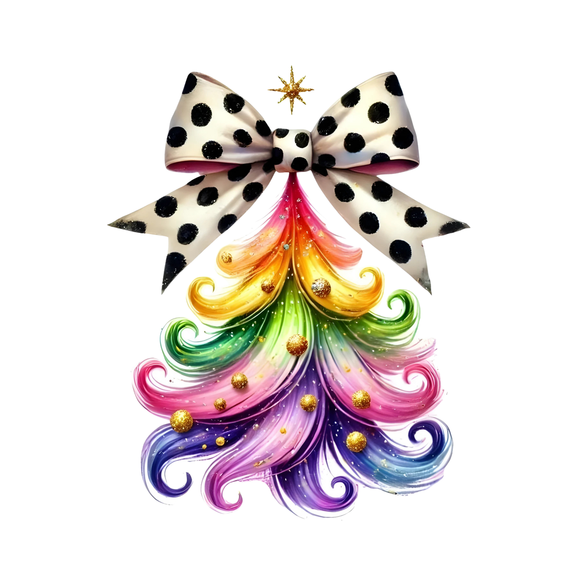 Whimsical Christmas tree DTF transfer design XMAS1470-21. Physical transfer only.