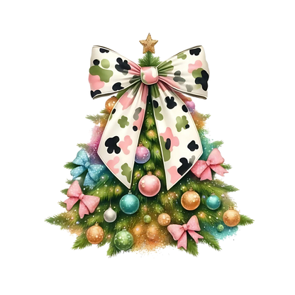 Whimsical Christmas tree DTF transfer design XMAS1470-24. Physical transfer only.