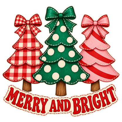 Whimsical Christmas tree DTF transfer design XMAS1470-3. Physical transfer only.