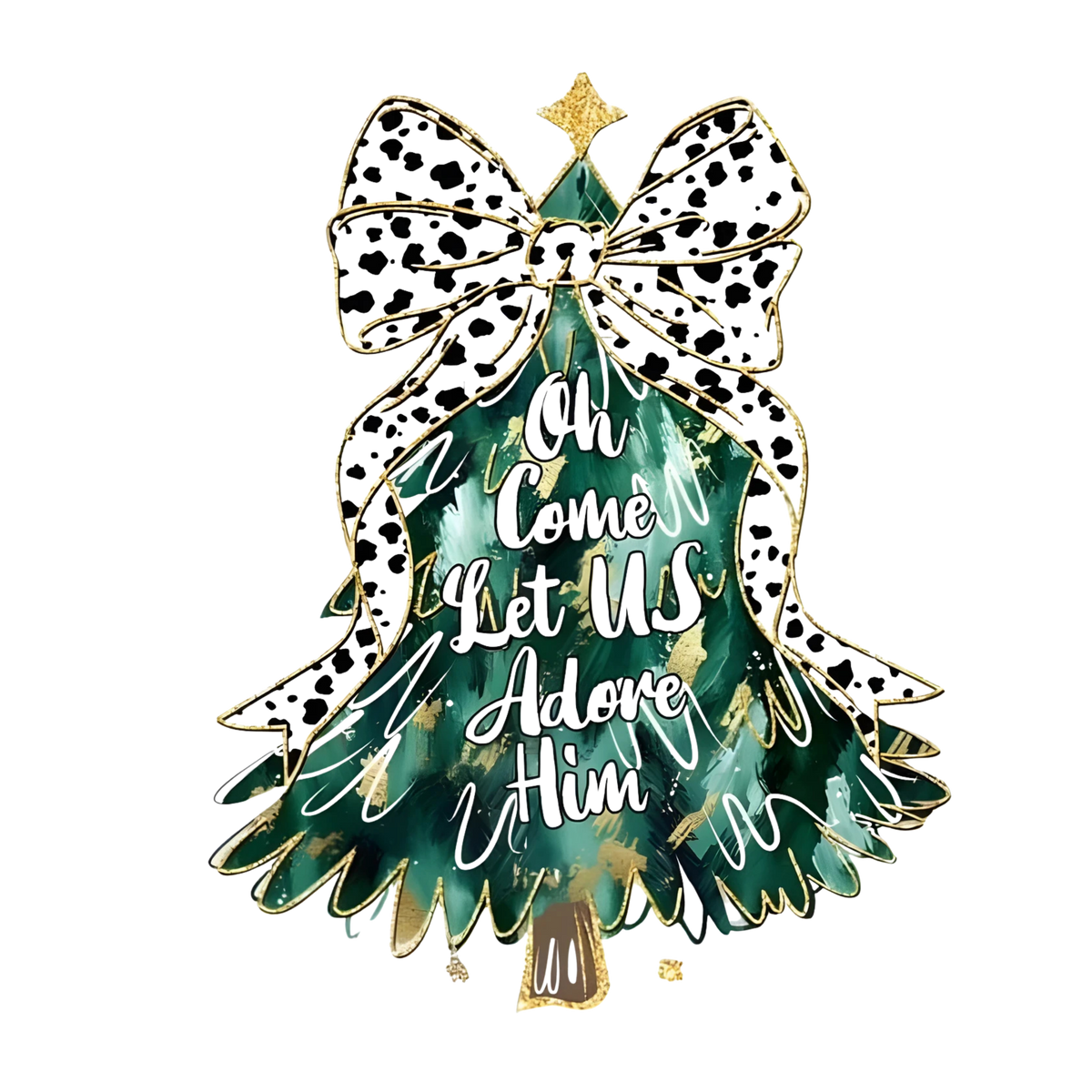 Whimsical Christmas tree DTF transfer design XMAS1470-7. Physical transfer only.