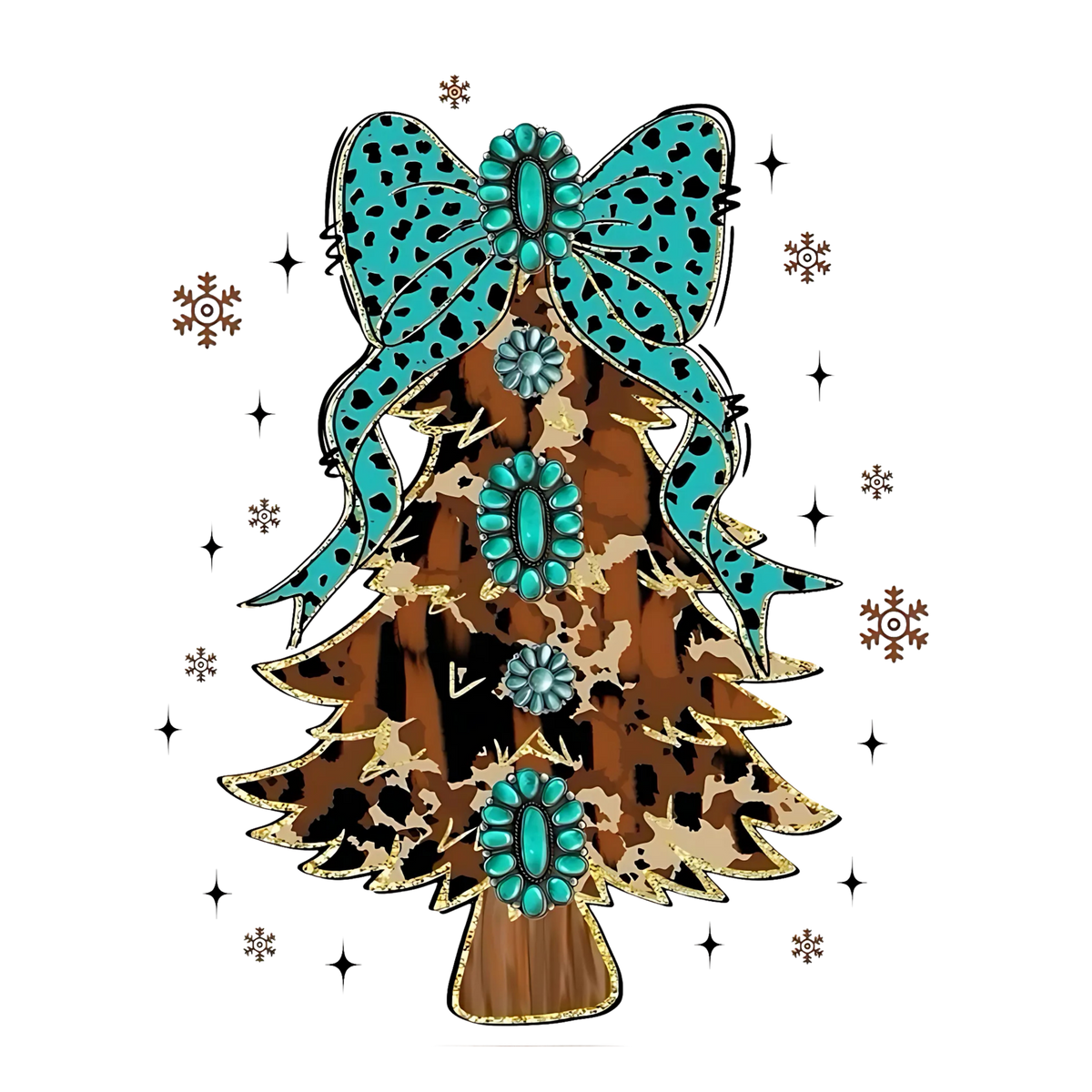 Whimsical Christmas tree DTF transfer design XMAS1470-9. Physical transfer only.