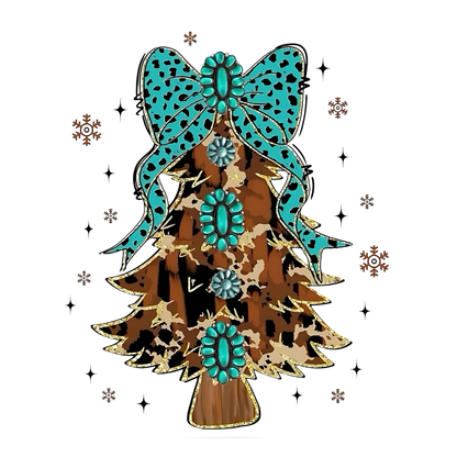 Whimsical Christmas tree DTF transfer design XMAS1470-9. Physical transfer only.
