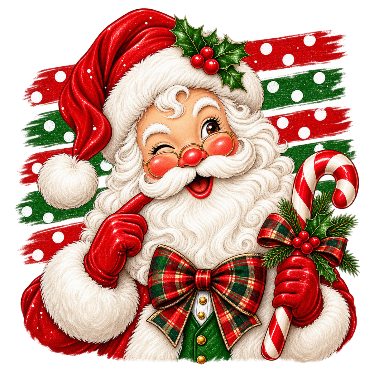 Brushstroke Santa and reindeer DTF transfer design XMAS1471-1. Physical transfer only.