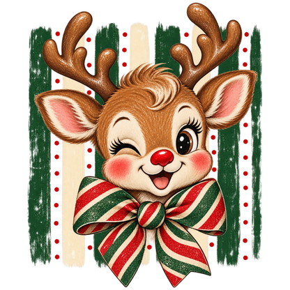 Brushstroke Santa and reindeer DTF transfer design XMAS1471-13. Physical transfer only.