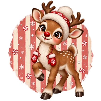 Brushstroke Santa and reindeer DTF transfer design XMAS1471-18. Physical transfer only.