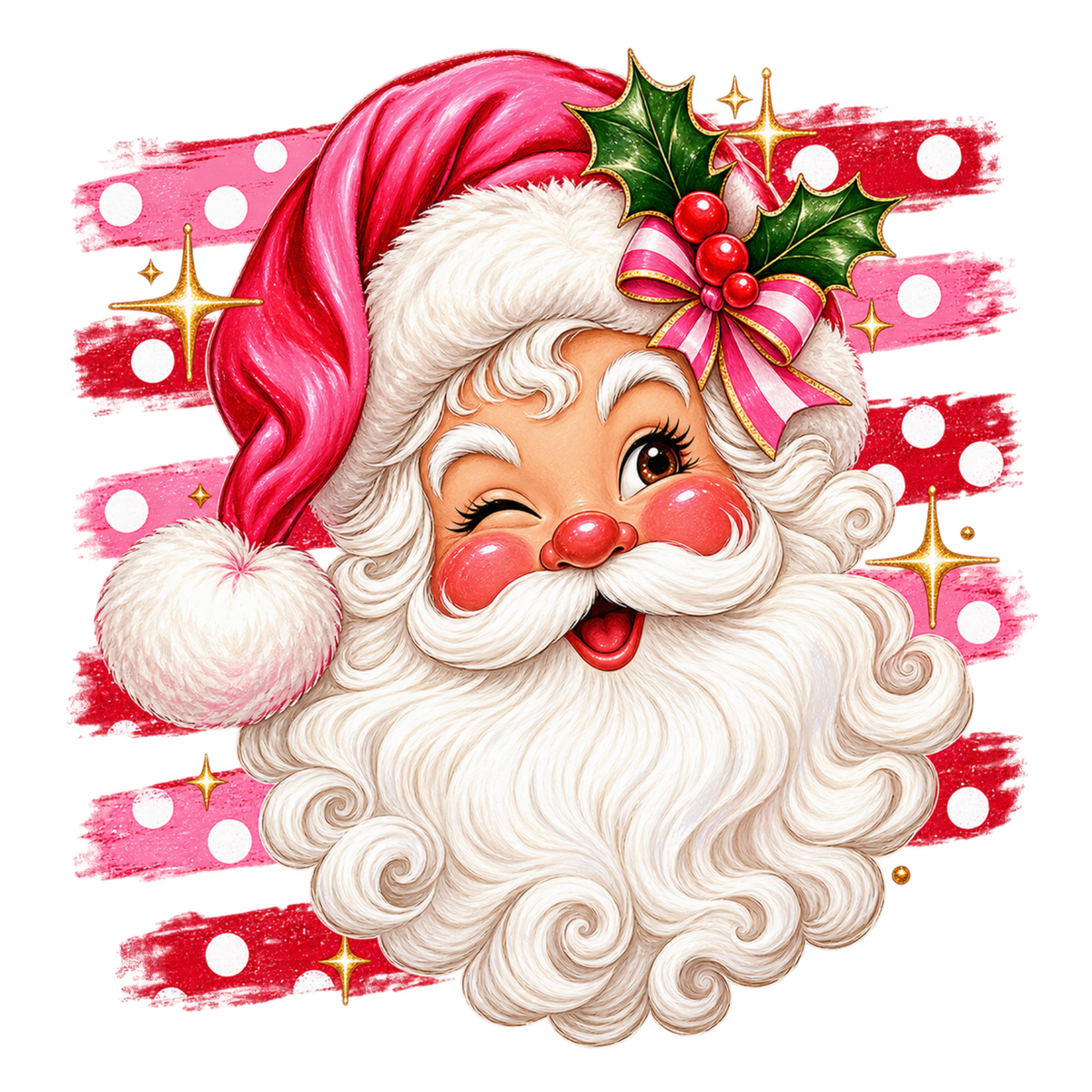 Brushstroke Santa and reindeer DTF transfer design XMAS1471-2. Physical transfer only.