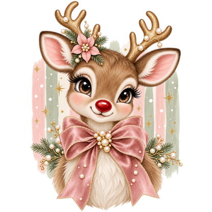 Brushstroke Santa and reindeer DTF transfer design XMAS1471-20. Physical transfer only.