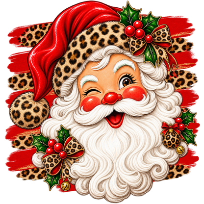 Brushstroke Santa and reindeer DTF transfer design XMAS1471-3. Physical transfer only.