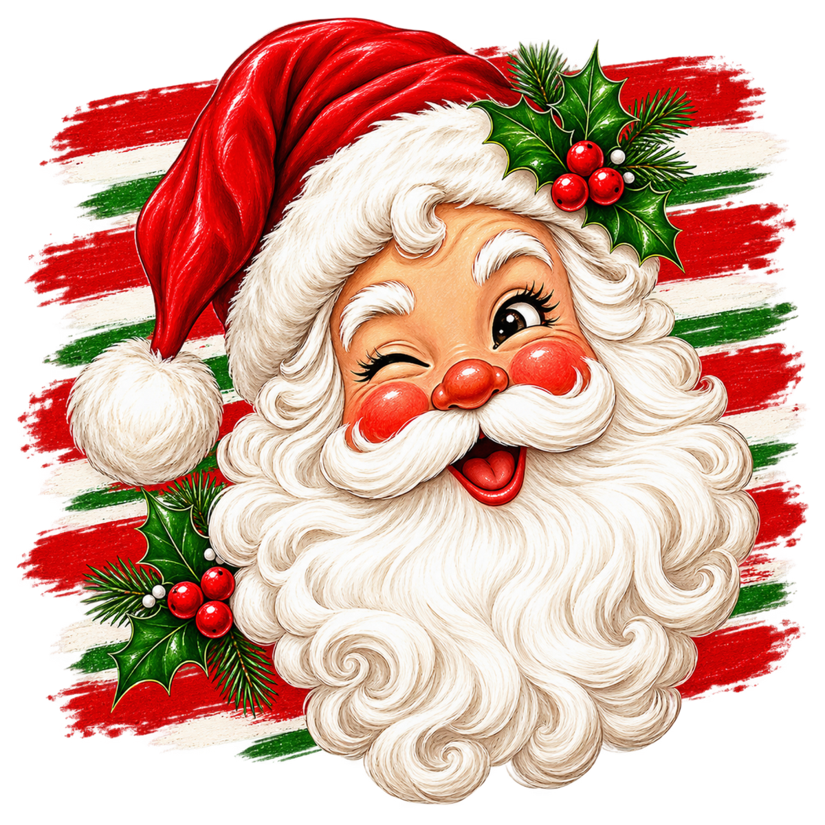 Brushstroke Santa and reindeer DTF transfer design XMAS1471-4. Physical transfer only.