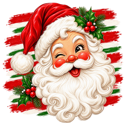 Brushstroke Santa and reindeer DTF transfer design XMAS1471-4. Physical transfer only.