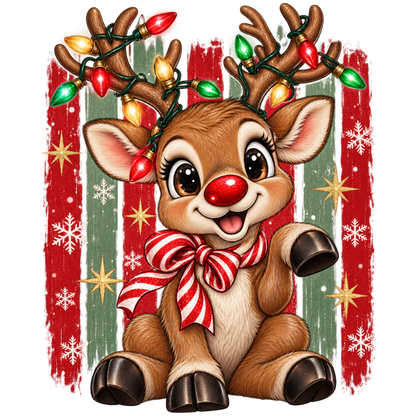Brushstroke Santa and reindeer DTF transfer design XMAS1471-6. Physical transfer only.