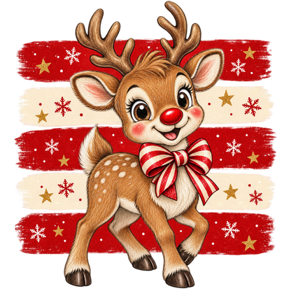 Brushstroke Santa and reindeer DTF transfer design XMAS1471-7. Physical transfer only.