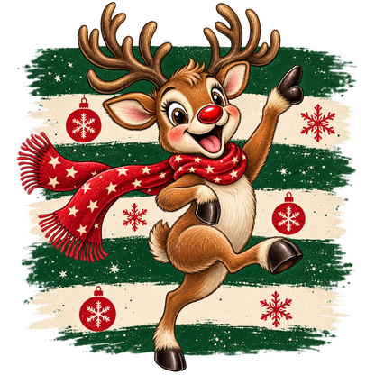 Brushstroke Santa and reindeer DTF transfer design XMAS1471-8. Physical transfer only.