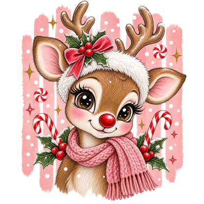 Brushstroke Santa and reindeer DTF transfer design XMAS1471-9. Physical transfer only.