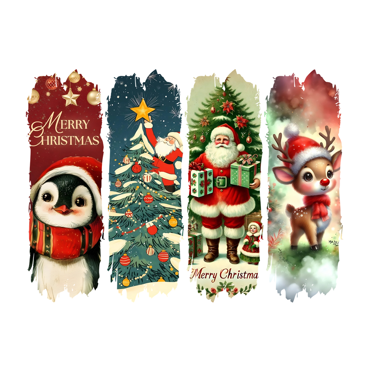Christmas character brushstroke panel DTF transfer XMAS1473-1. Physical transfer only.