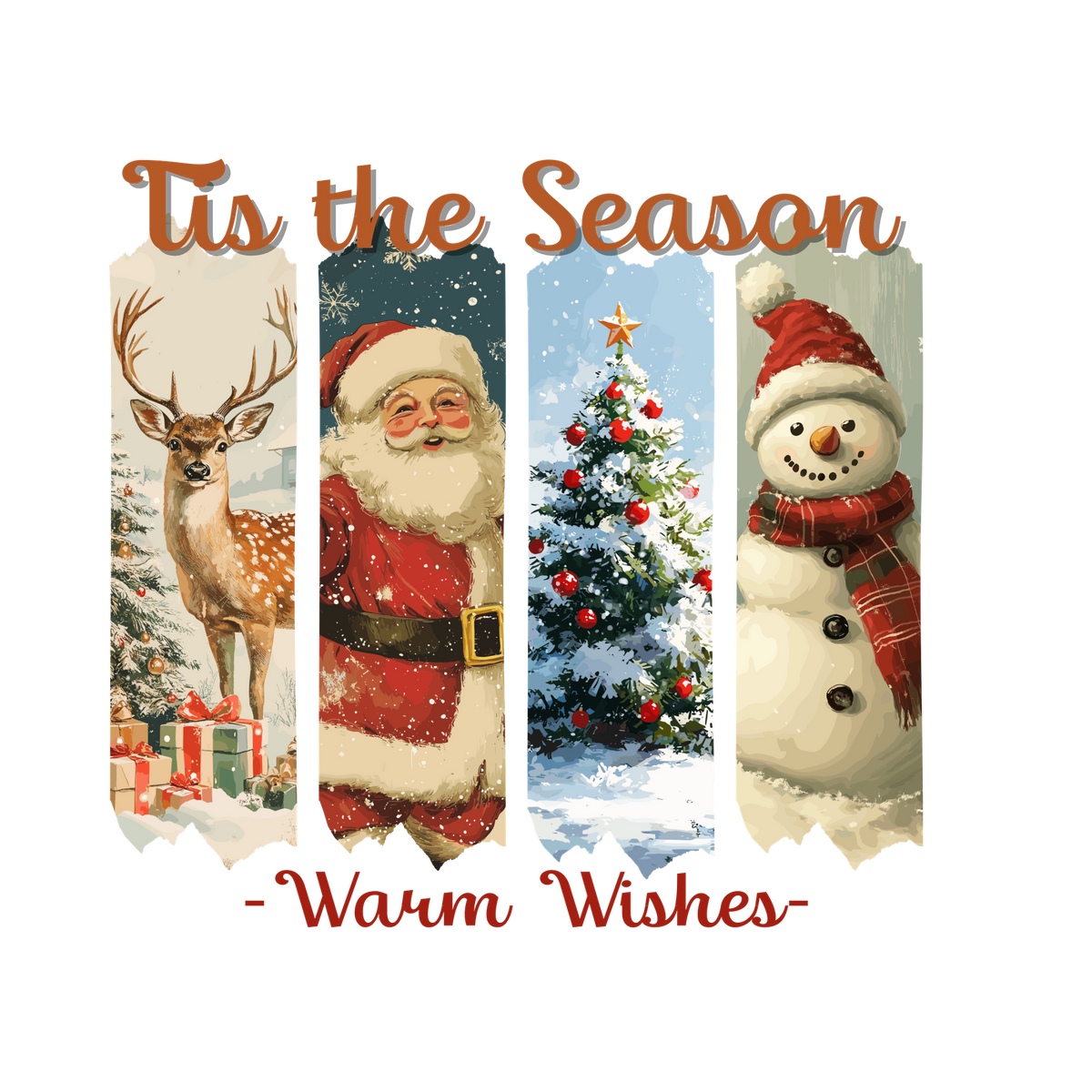 Christmas character brushstroke panel DTF transfer XMAS1473-7. Physical transfer only.