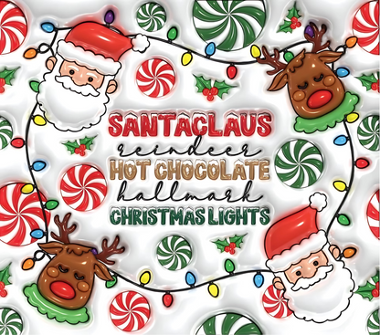 Christmas hot cocoa rectangular textile DTF transfer design XMAS1474-2. Physical transfer only.
