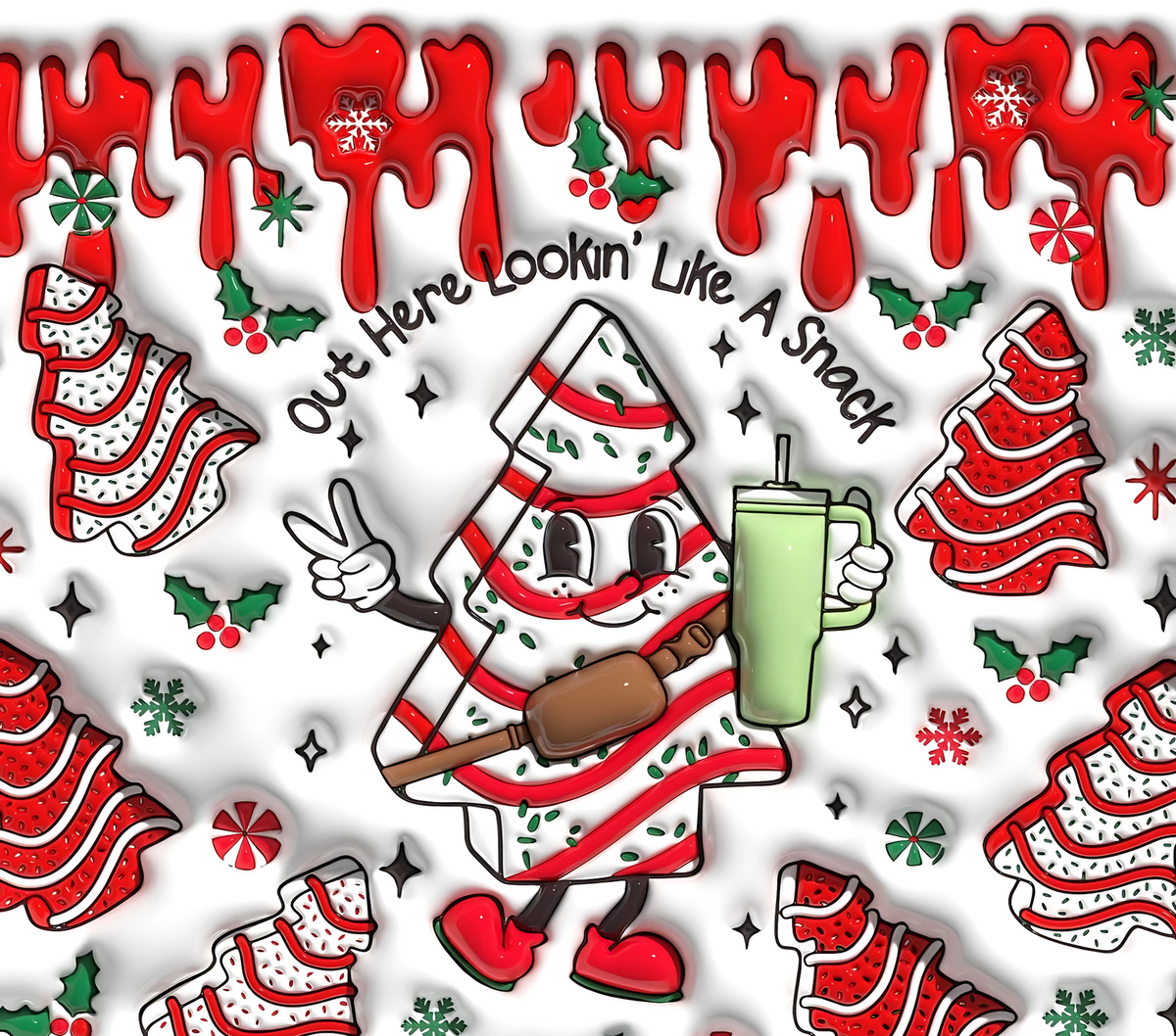 Christmas hot cocoa rectangular textile DTF transfer design XMAS1474-4. Physical transfer only.