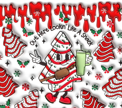 Christmas hot cocoa rectangular textile DTF transfer design XMAS1474-4. Physical transfer only.