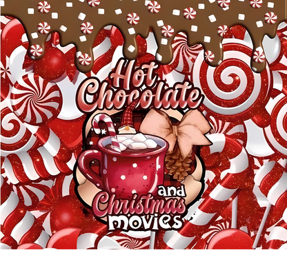 Christmas hot cocoa rectangular textile DTF transfer design XMAS1474-6. Physical transfer only.
