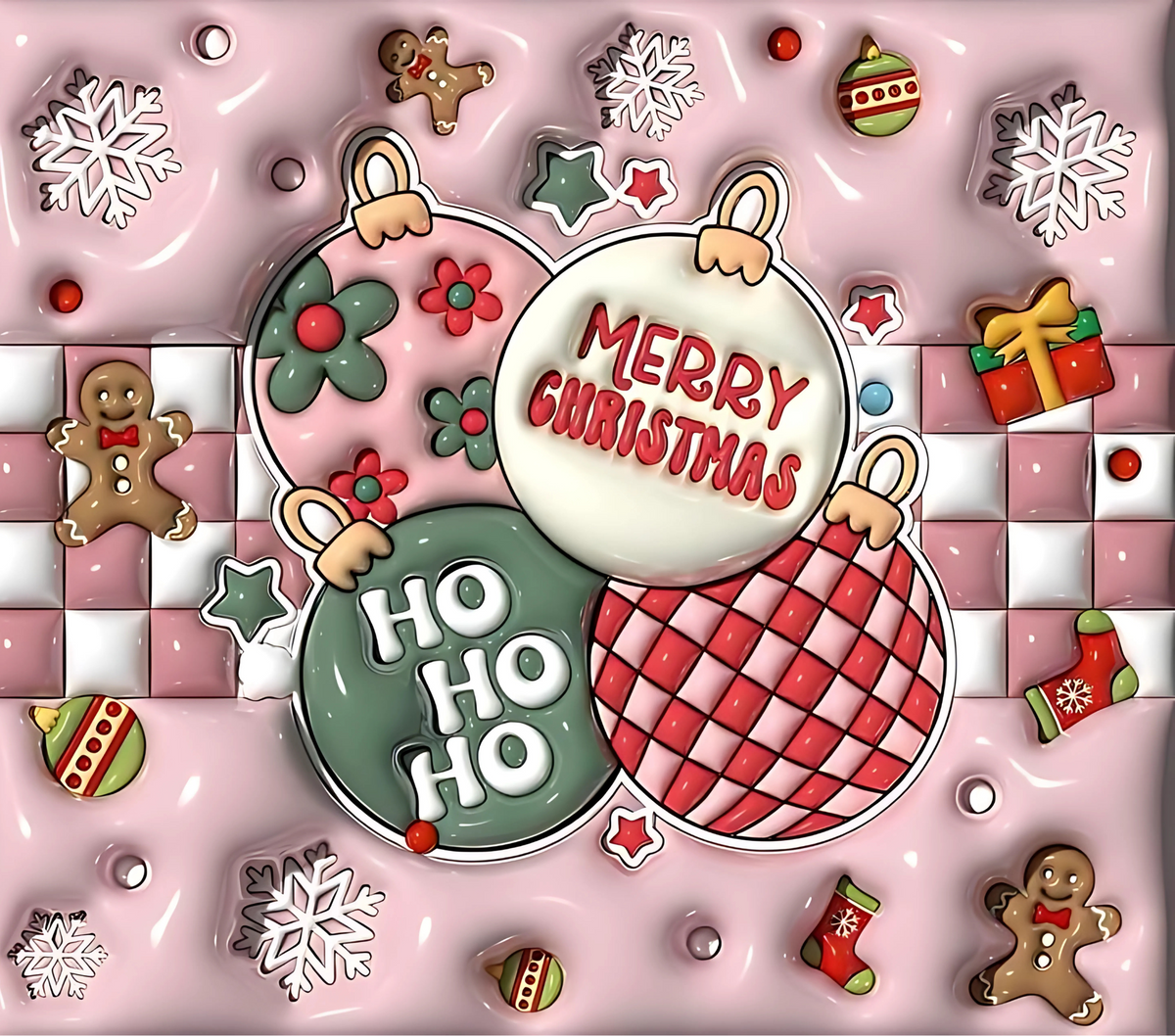 Christmas hot cocoa rectangular textile DTF transfer design XMAS1474-7. Physical transfer only.