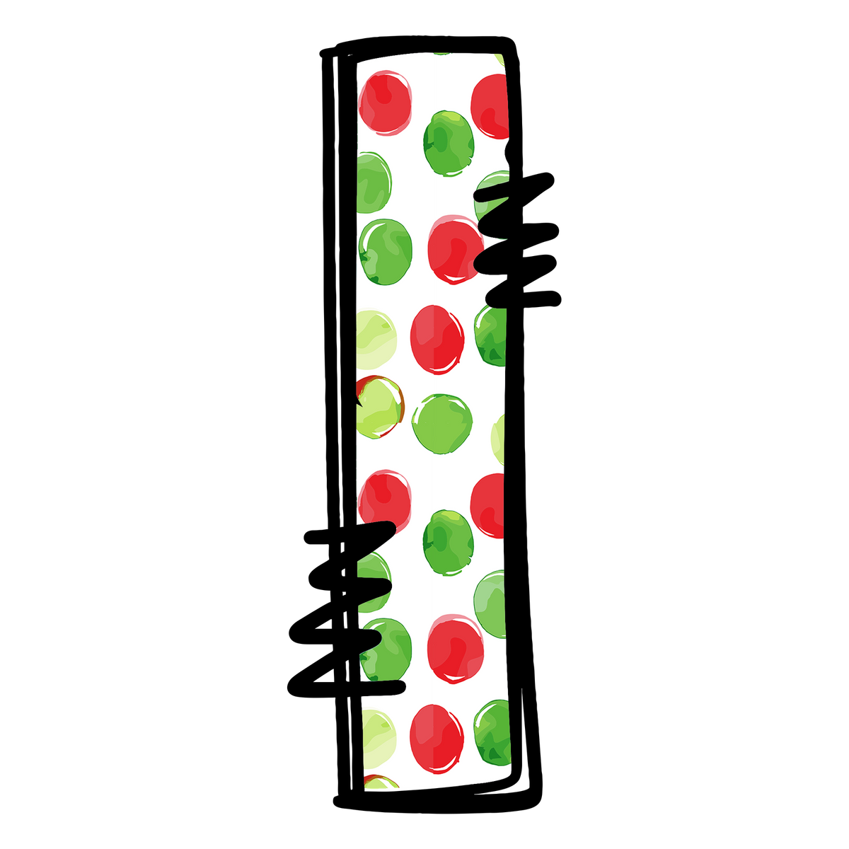 Christmas red and green polkadot single lowercase letter DTF transfer XMAS1476-12. Physical transfer only.