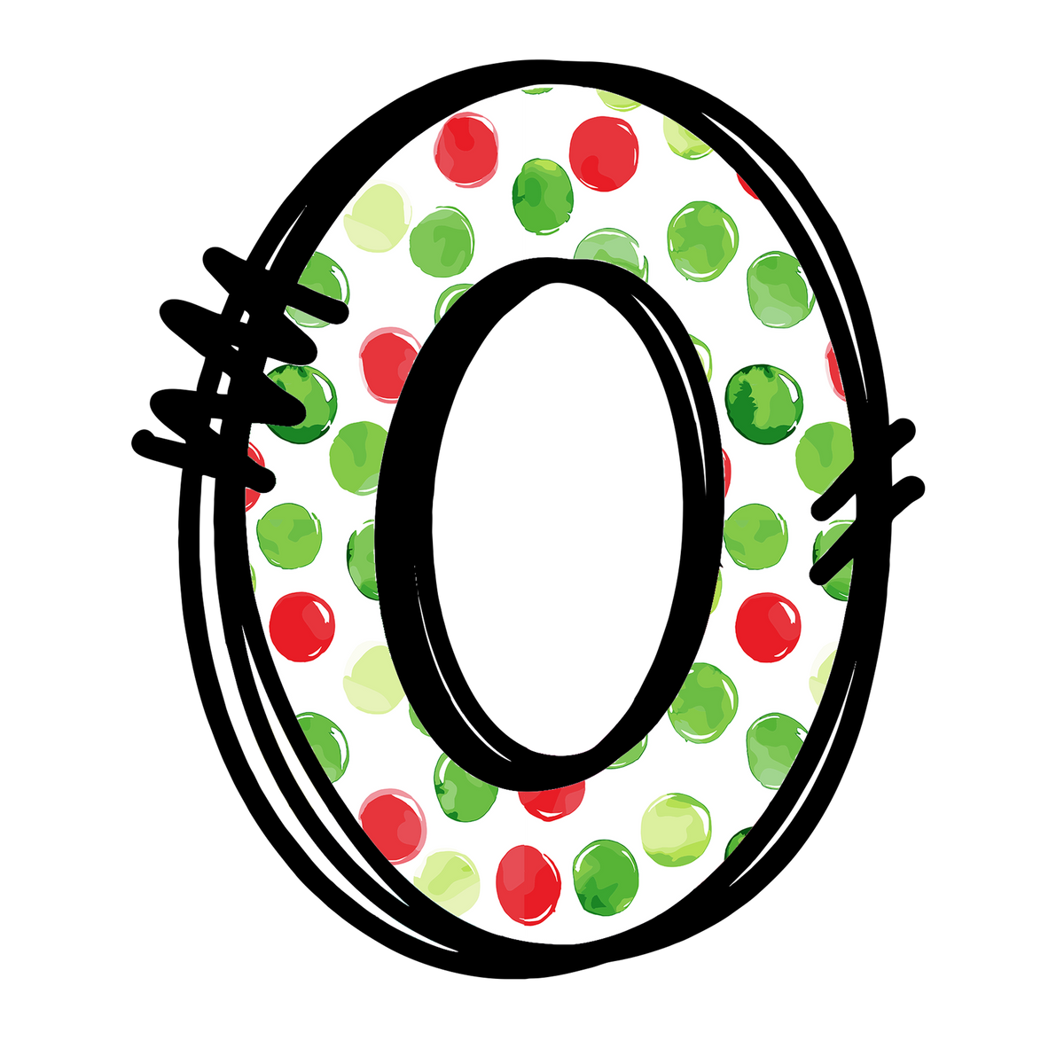 Christmas red and green polkadot single lowercase letter DTF transfer XMAS1476-15. Physical transfer only.