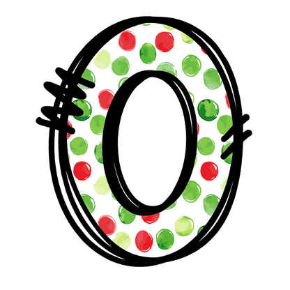 Christmas red and green polkadot single lowercase letter DTF transfer XMAS1476-15. Physical transfer only.
