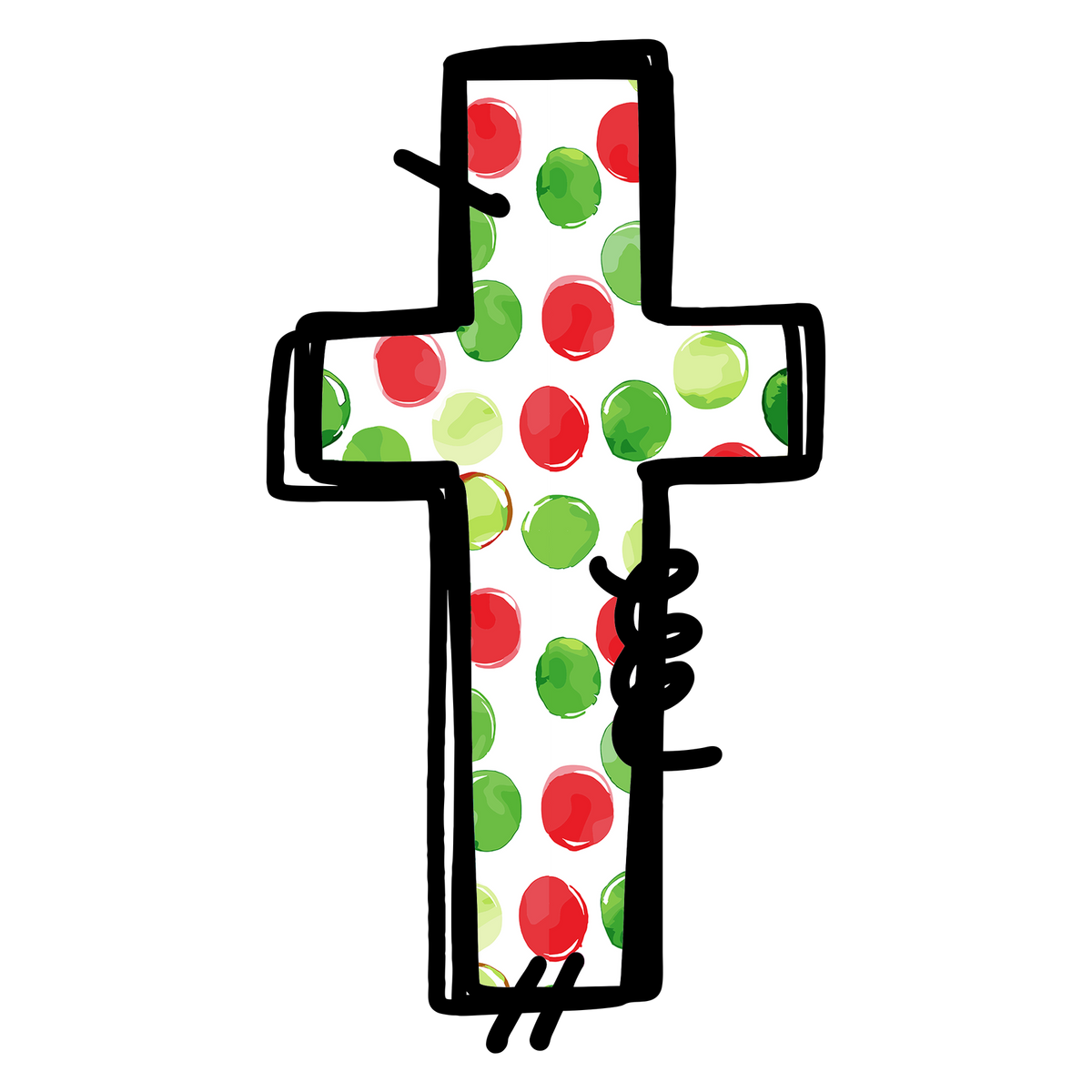 Christmas red and green polkadot single lowercase letter DTF transfer XMAS1476-18. Physical transfer only.