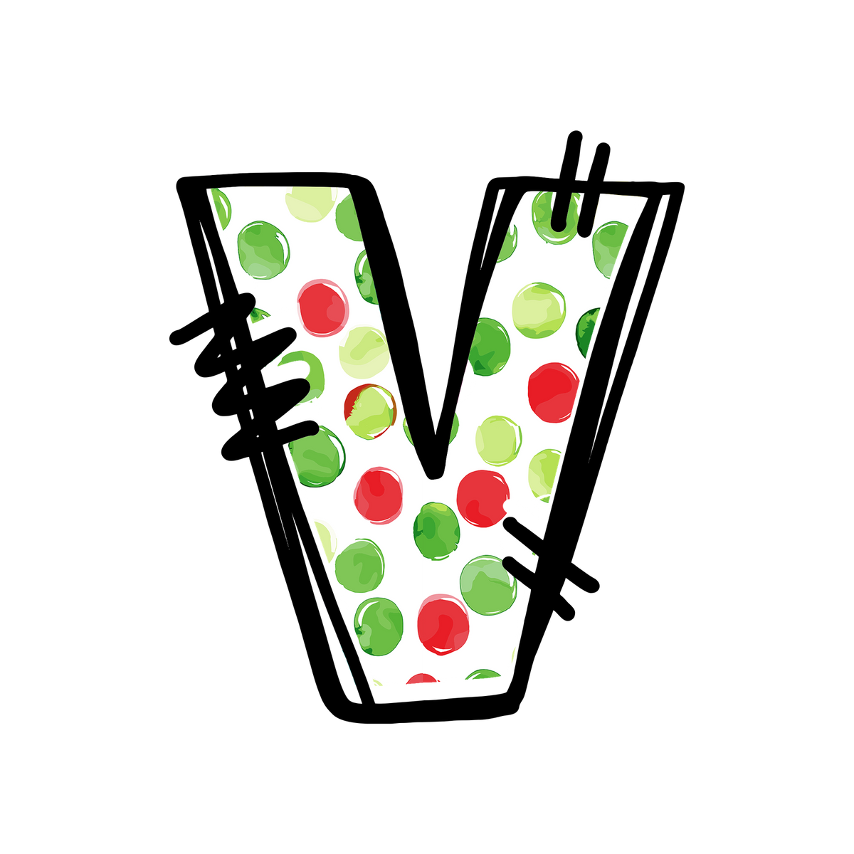 Christmas red and green polkadot single lowercase letter DTF transfer XMAS1476-20. Physical transfer only.