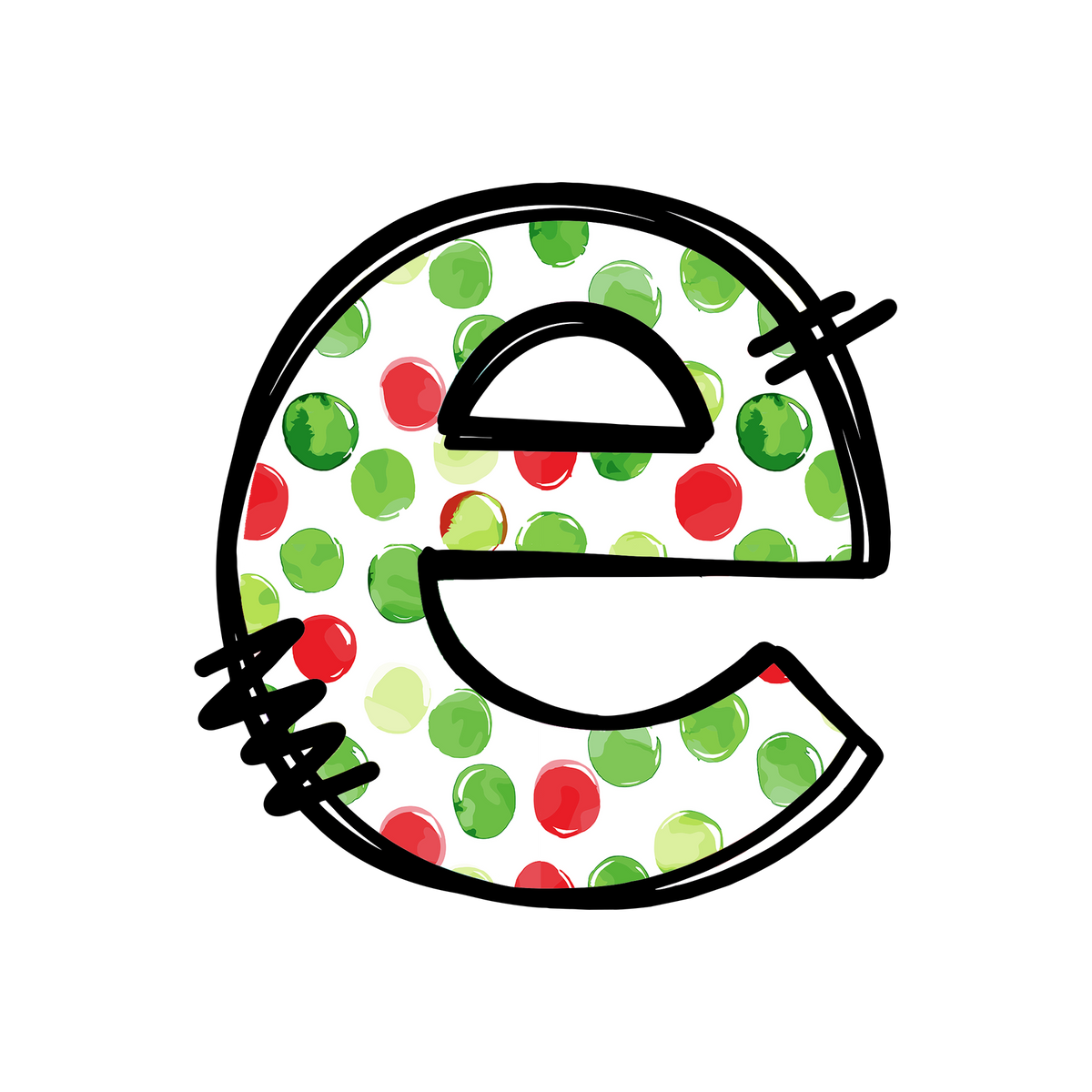 Christmas red and green polkadot single lowercase letter DTF transfer XMAS1476-5. Physical transfer only.