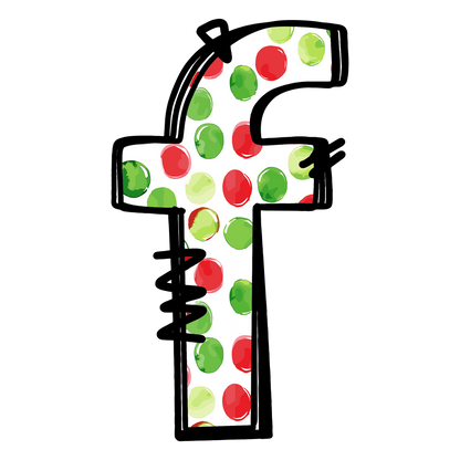 Christmas red and green polkadot single lowercase letter DTF transfer XMAS1476-6. Physical transfer only.