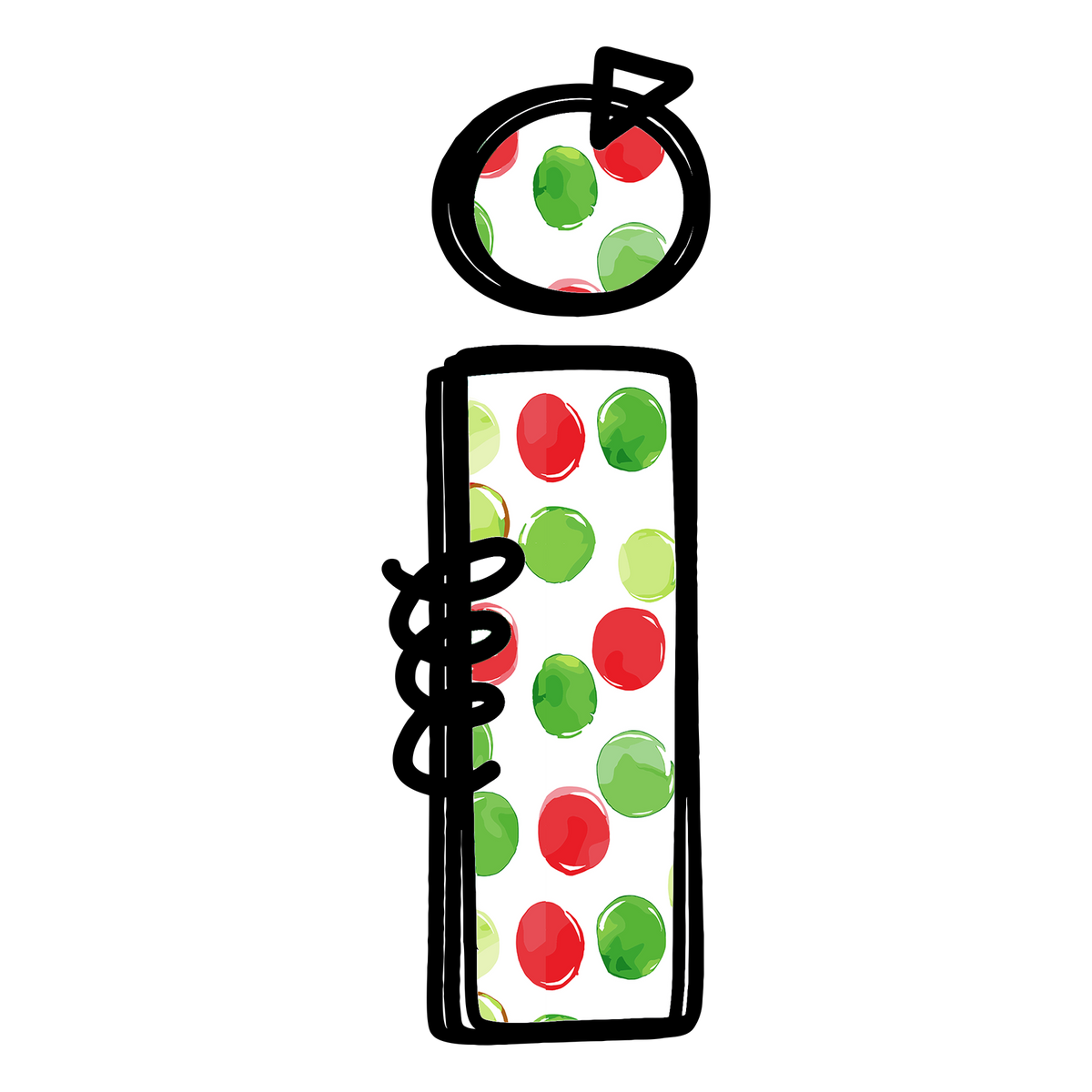 Christmas red and green polkadot single lowercase letter DTF transfer XMAS1476-9. Physical transfer only.