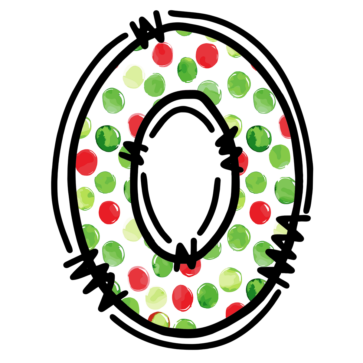 Christmas polkadot individual uppercase letter, number or stocking design XMAS1477-20. Physical textile DTF transfer only.