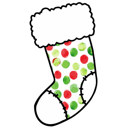 Christmas polkadot individual uppercase letter, number or stocking design XMAS1477-25. Physical textile DTF transfer only.