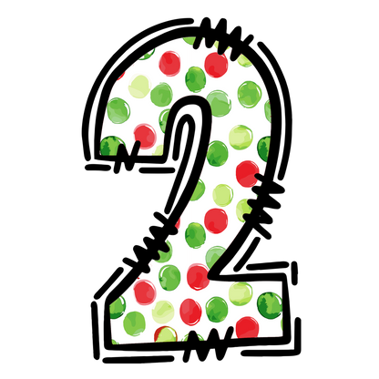 Christmas polkadot individual uppercase letter, number or stocking design XMAS1477-3. Physical textile DTF transfer only.
