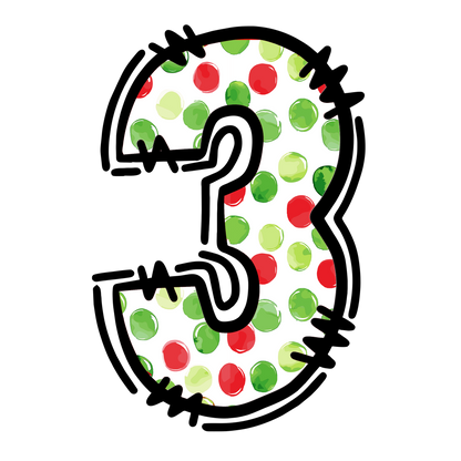 Christmas polkadot individual uppercase letter, number or stocking design XMAS1477-4. Physical textile DTF transfer only.