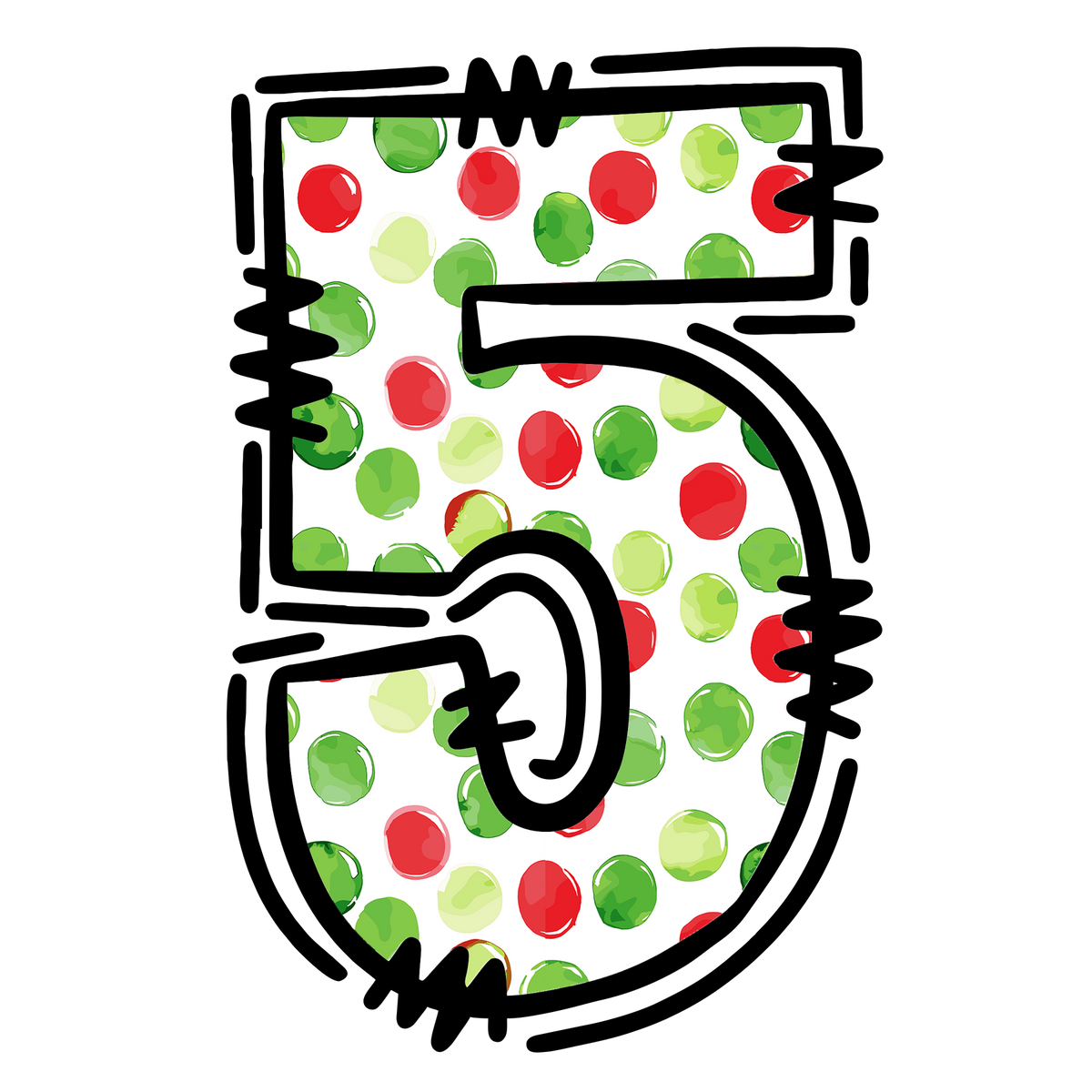 Christmas polkadot individual uppercase letter, number or stocking design XMAS1477-5. Physical textile DTF transfer only.