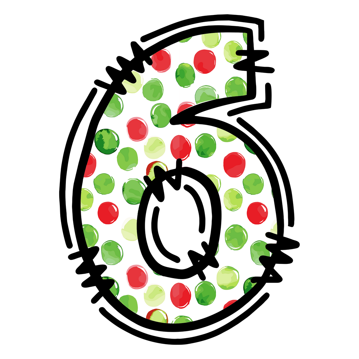 Christmas polkadot individual uppercase letter, number or stocking design XMAS1477-6. Physical textile DTF transfer only.