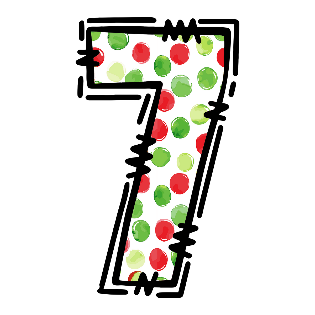Christmas polkadot individual uppercase letter, number or stocking design XMAS1477-7. Physical textile DTF transfer only.