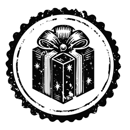 Christmas stamp-style badge DTF transfer design XMAS1478-1. Printed textile transfer only.