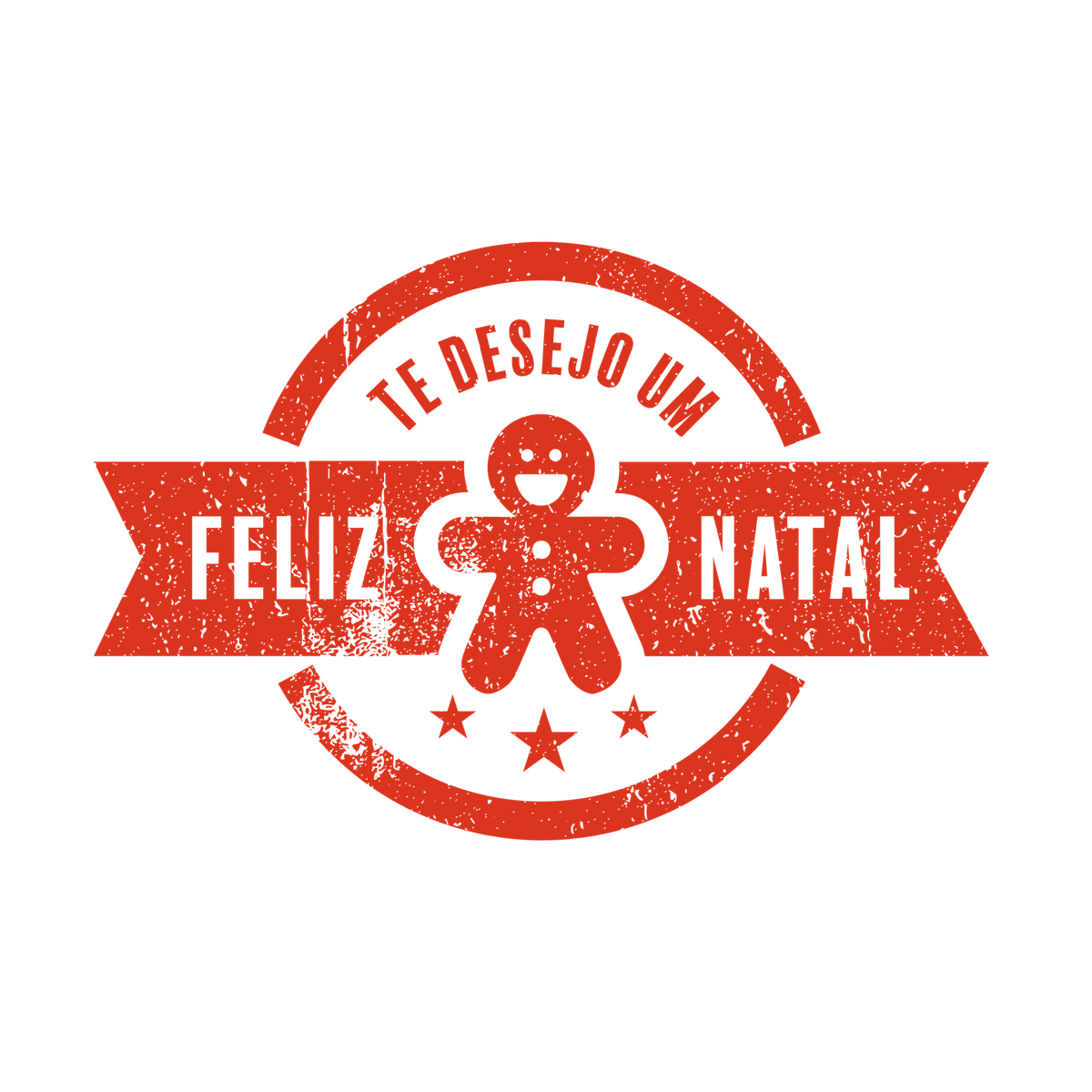 Christmas stamp-style badge DTF transfer design XMAS1478-10. Printed textile transfer only.