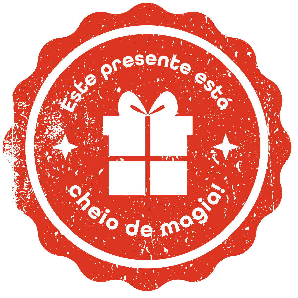 Christmas stamp-style badge DTF transfer design XMAS1478-11. Printed textile transfer only.