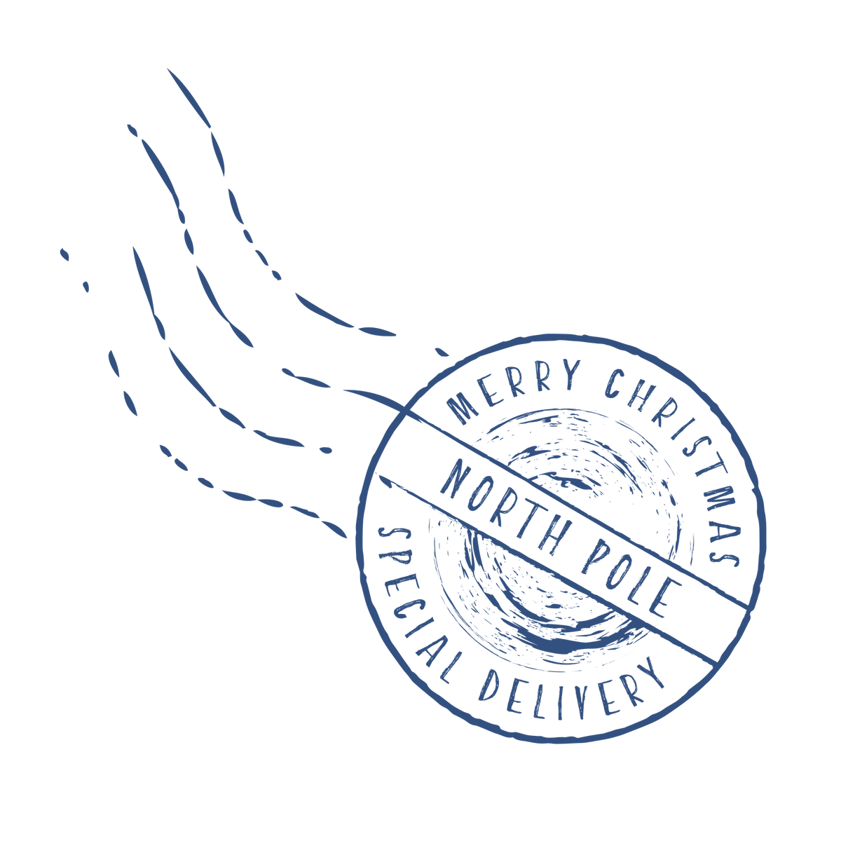Christmas stamp-style badge DTF transfer design XMAS1478-14. Printed textile transfer only.