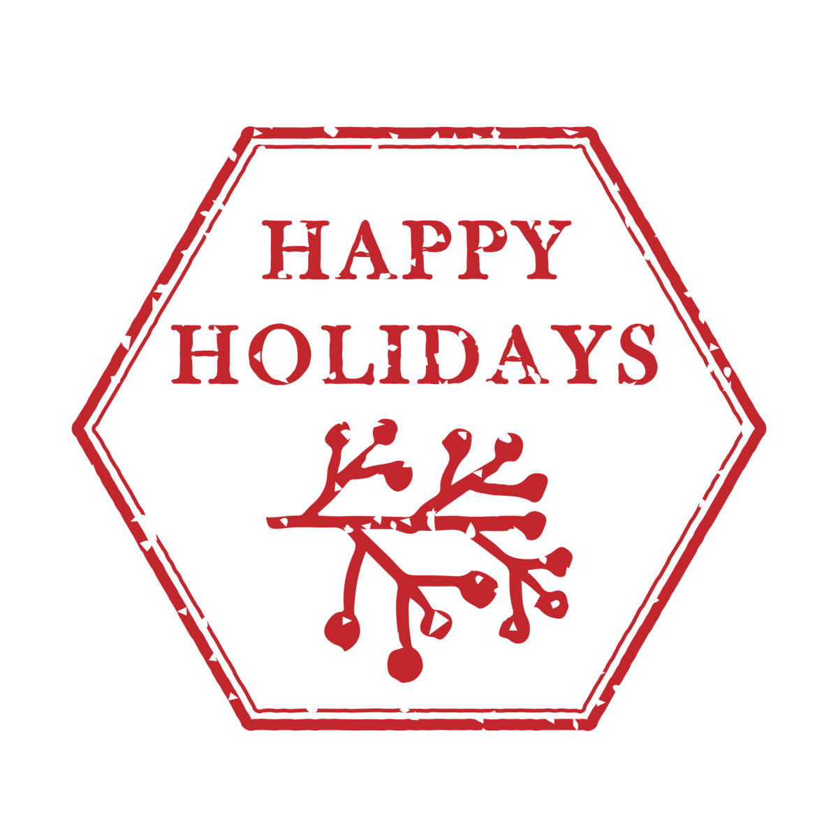 Christmas stamp-style badge DTF transfer design XMAS1478-15. Printed textile transfer only.